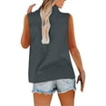 thumbnail image 4 of Alitao Button Down Shirts Linen Shirts Cotton Linen Shirts For Women Sleeveless Collared Tops Oversized Up Blouses Work Shirts Casual Summer Tshirt Tshirts Shirts Summer Tops Gray M, 4 of 9