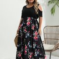thumbnail image 1 of Vestido largo con hombros descubiertos y estampado degradado de talla grande, vestido de fiesta largo de manga corta elegante con estiramiento ligero para mujer, 1 of 4