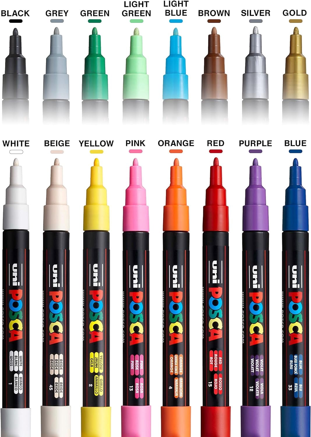 POSCA 16-Color Acrylic Paint Marker Set, Fine