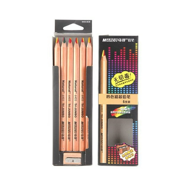 Juego de lápices, 11 unidades, arcoíris de 4 colores, madera, 17,4 cm