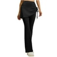 thumbnail image 2 of purcolt Women 2 in 1 Skirted Leggings Tummy Control High Waisted Flare Pants for Workout Yoga Tennis Fake Two Pieces & Side Drawstring, 2 of 9