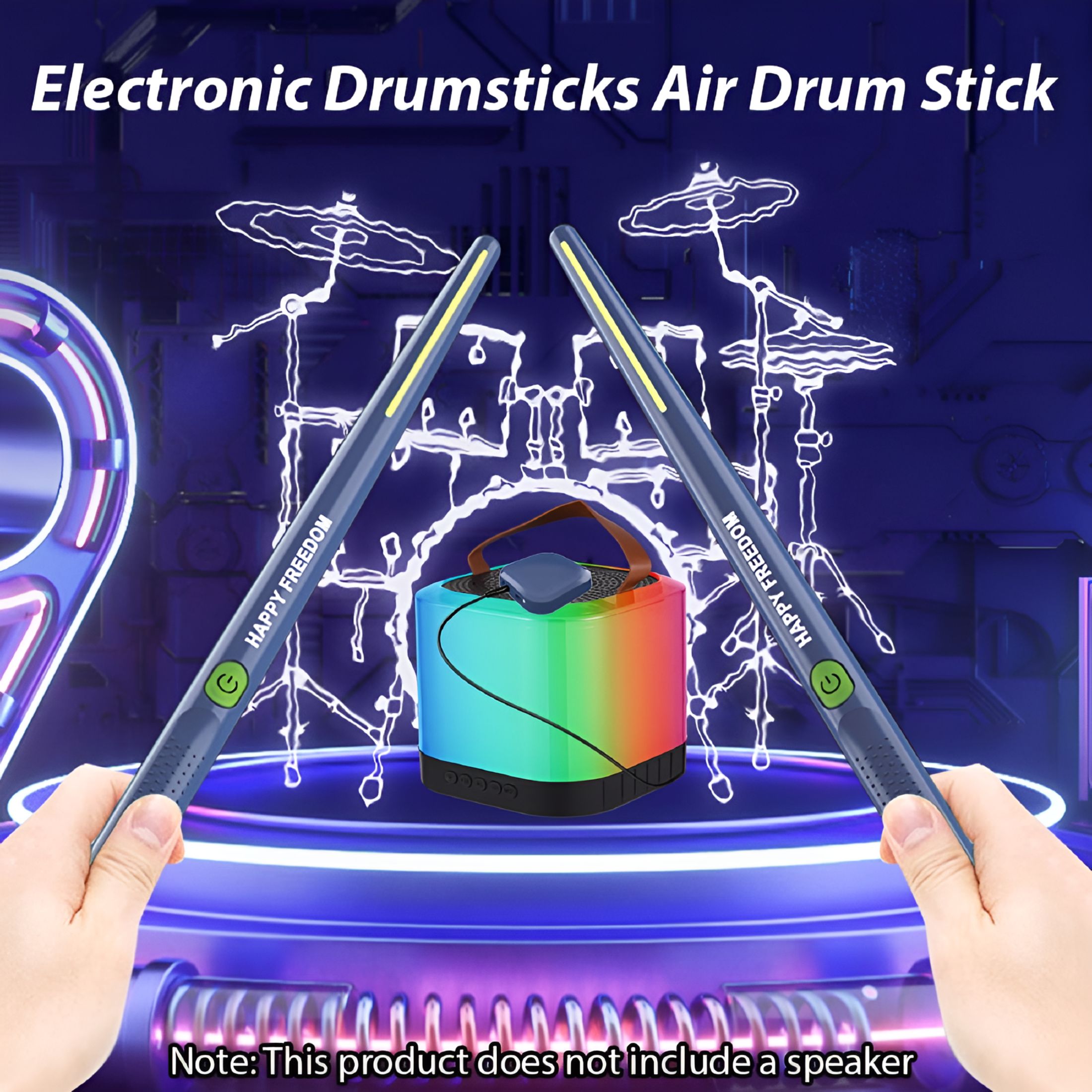 BESTSKY Electronic Drumsticks Air Drum Stick with 2 Foot Pedals Speaker Sound Card Low Delay Portable Electric Rhythm Drum Sticks for Beginners Adults Professional Drummer Student
