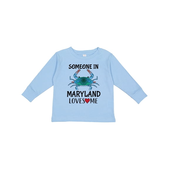Inktastic Someone in Maryland Loves Me Crab Boys or Girls Long Sleeve Toddler T-Shirt