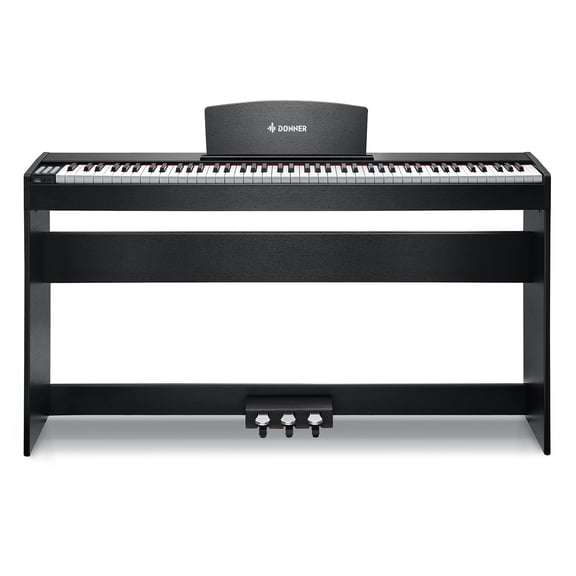Donner DDP-50 LITE 88-Key Weighted Digital Piano for Beginners, Full Size Electric Piano with Music Stand, Power Adapter, Sustain Pedal, Built-in Lessons, 1000 Tones & Rhythms, Black