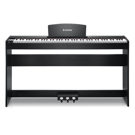Donner DDP-50 LITE 88-Key Weighted Digital Piano for Beginners, Full Size Electric Piano with Music Stand, Power Adapter, Sustain Pedal, Built-in Lessons, 1000 Tones & Rhythms, Black