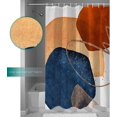 thumbnail image 4 of Polyester Fabric Blue Orange Red Boho Shower Curtain, Modern Geometric Middle Century Abstract Art, Waterproof Bathtub Curtain Bathroom Decor Set with Hooks 72 x 72 Inches,, 4 of 6
