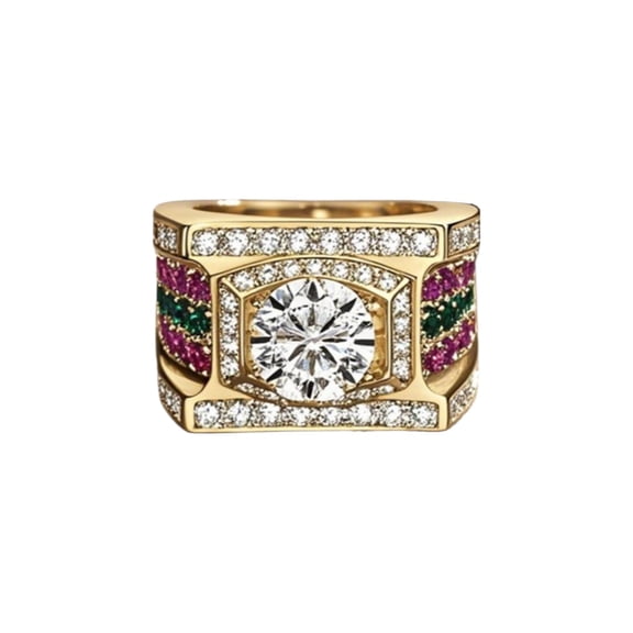 3 Carat Moissanite Ring for Men VVS D-Color Moissanite Diamond Rings Wide Engagement Wedding Band 925 Sterling Silver Mens Rings Gold Ring Jewelry for Him Size 7-12