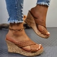 thumbnail image 5 of Dakaela Women's Platform Wedge Sandals Cork Wedges Heels Slip on Espadrille Slides Comfortable Open Toe Casual Dressy Summer Beach Shoes Size 6-10, 5 of 9