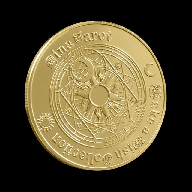 Moneda de Tarot de adivinación de oro y plata, moneda conmemorativa de la constelación de Feng Shui de la suerte, moneda de los deseos, moneda de buena suerte, 1 ud.OroCN Deng Xun unisex