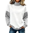 thumbnail image 2 of Mock Neck Sweatshirts for Women Long Sleeve Color Block Oversized Pullover Fall Clothes, 2 of 9