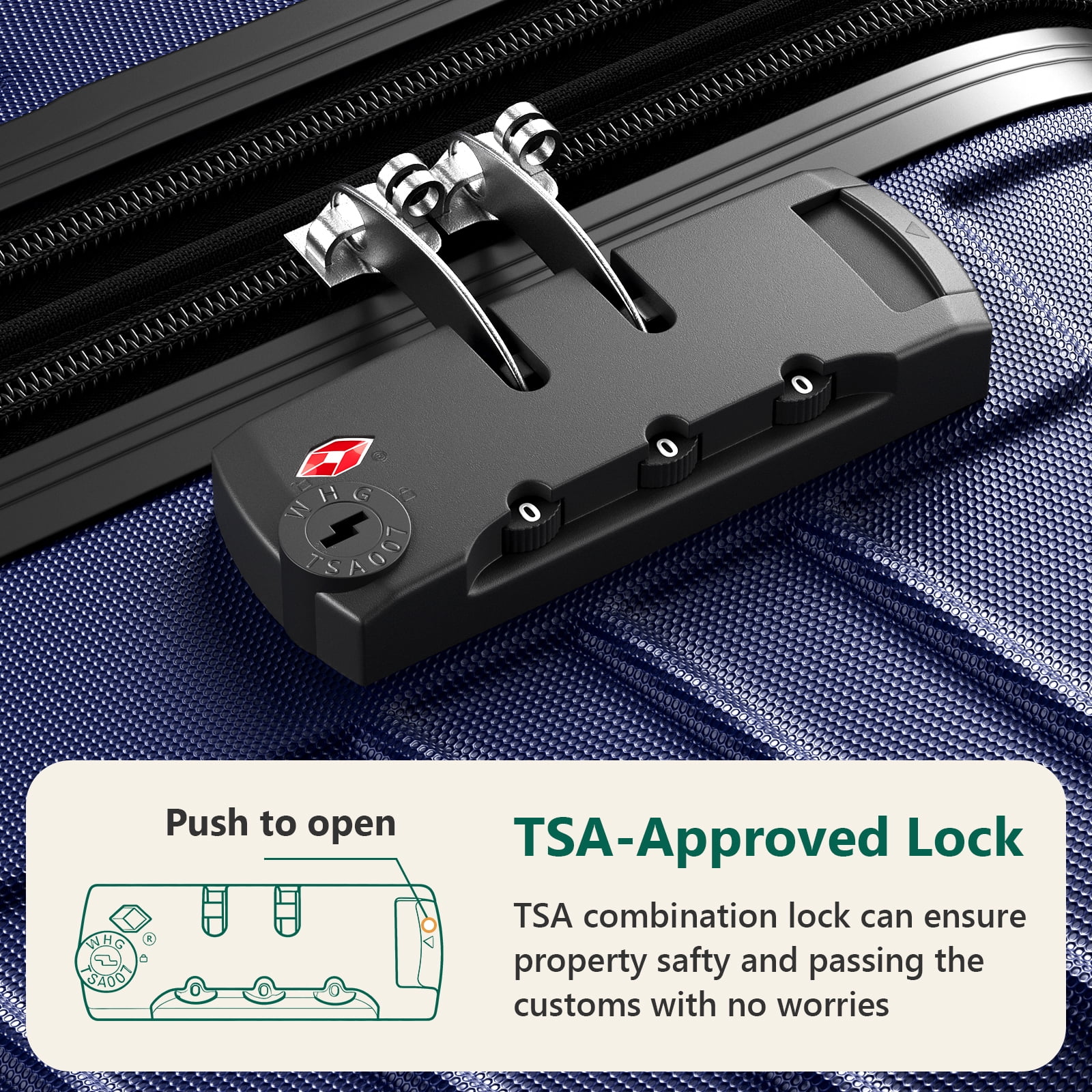 3-Piece Luggage Set - Carry-On & Large& Medium Checked Luggage with Dual Spinner Wheels - Durable Polypropylene Hardshell - TSA Lock, Airline-Approved - Expandable Hard Shell(Blue)