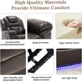 thumbnail image 4 of Brown Faux Leather Recliner Chair with LED Lights for Home Theater, Manual Reclining Sofa for Living Room, Bedroom, 4 of 9