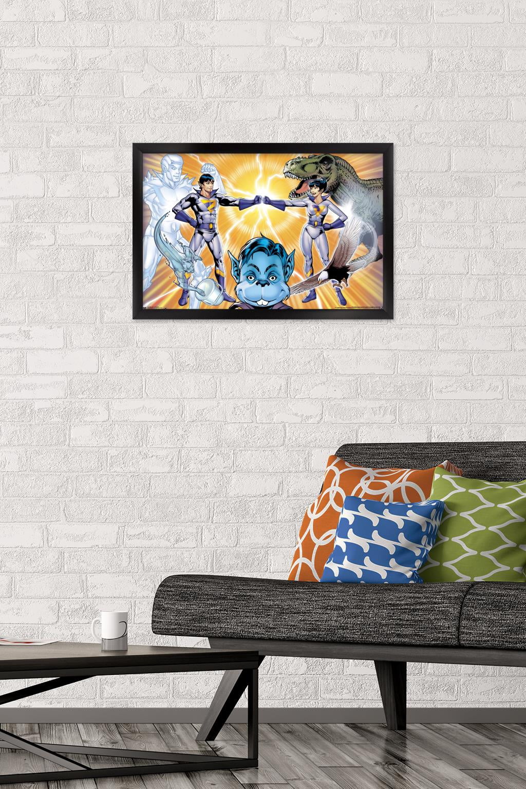 DC Comics TV - Super Friends - Wonder Twins Wall Poster, 14.725" x 22.375", Framed