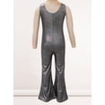 thumbnail image 4 of DPOIS Kids Girls Shiny Metallic Jumpsuit Performance Costume Black 5-6, 4 of 7
