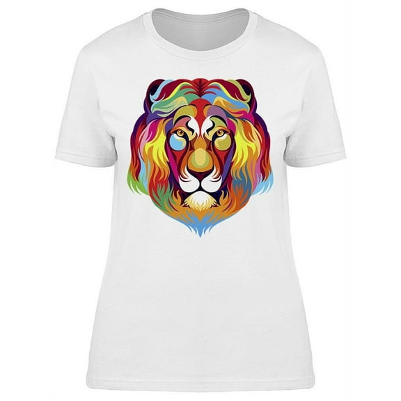 Colorful Lion's Head T-Shirt Women -Image by Shutterstock, Female x-Large