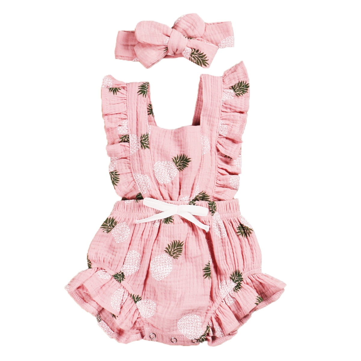 No shoes! Details about   2-piece Solid Bodysuit & Headband for Baby Girl