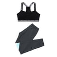 thumbnail image 4 of YiZYiF Kids Girls Sports Set Wide Shoulder Straps Padded Cropped Vest with Leggings Gym Workout Outfit Black&Light Blue 10, 4 of 5