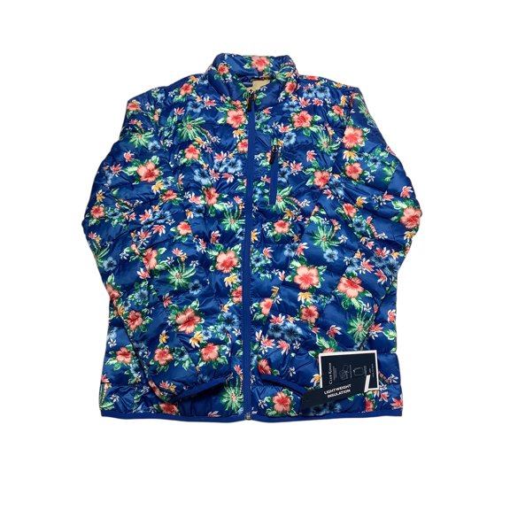 Club Room Mens Puffer Jacket Coat XL Blue Packable Floral