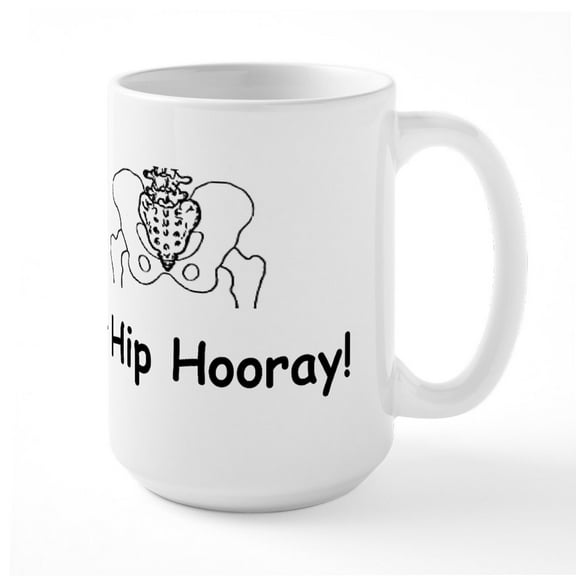 CafePress - Hip Hip Hooray Mugs - 15 oz Ceramic Large White Novelty Mug
