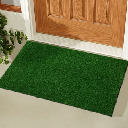 Ottomanson Garden Collection Indoor/Outdoor Artificial Solid Grass Design Doormat Green Turf, 20
