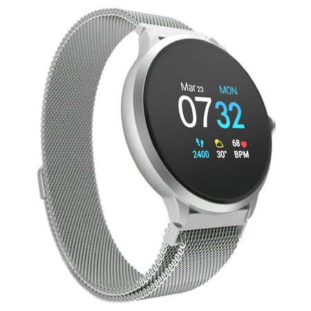 iTouch Sport 3 Smart Watch & Fitness Tracker, for Women and Men, 43mm, Silver Mesh Band