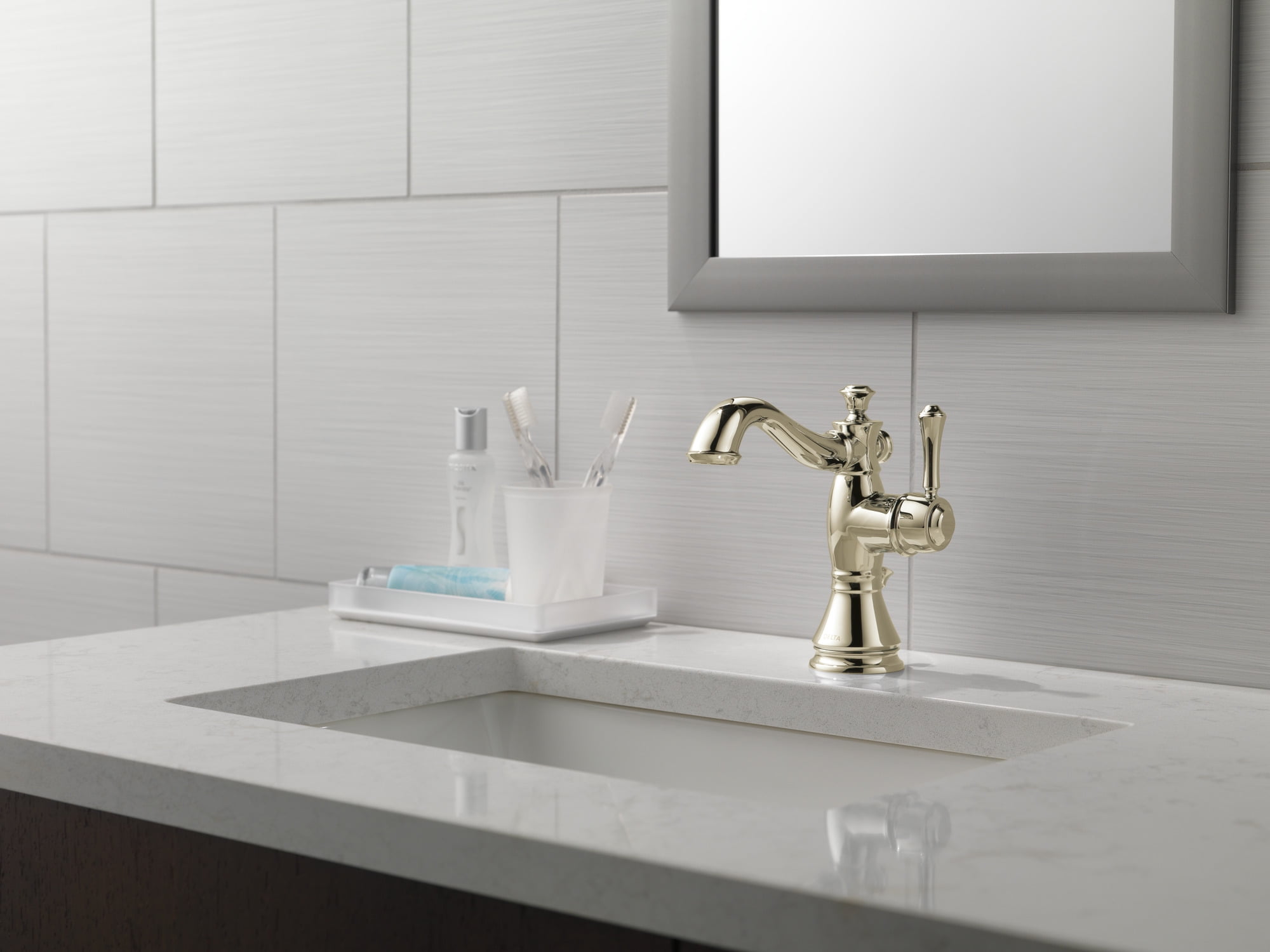 Delta Cassidy Single Handle Bathroom Faucet with Metal Drain Assembly in Polished Nickel 597LF-PNMPU