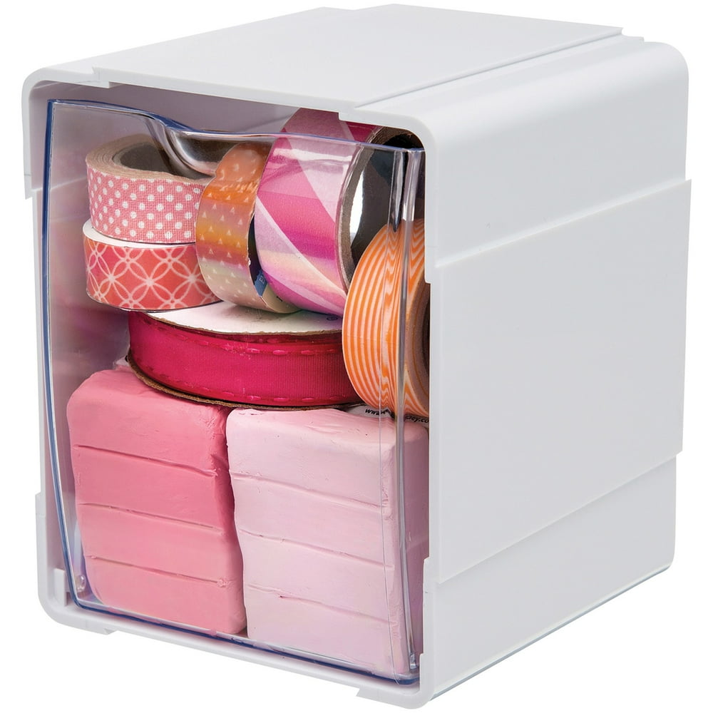 Deflecto 21103CR Tilt Bin Interlocking Storage Organizer