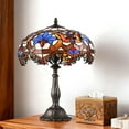 thumbnail image 5 of SUNMORY 18.5'' Stained Glass Tiffany Style Table Lamps, Bedroom Bedside Reading Desk Light for Living Office Dormitory Bar Retro Unique Cute Accent Decor Cottage Village Gift Nightstand Lamps, 5 of 9