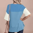 thumbnail image 4 of Otvok Women's Summer Round Neck Shirt Fashion Versatile Casual Color Block Short-Sleeve Blouse, 4 of 6