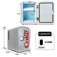 thumbnail image 6 of Diet Coke 6 Can Mini Fridge 4L Mini Electric Cooler Warmer Portable 12V Car Cooler Gray, 6 of 8