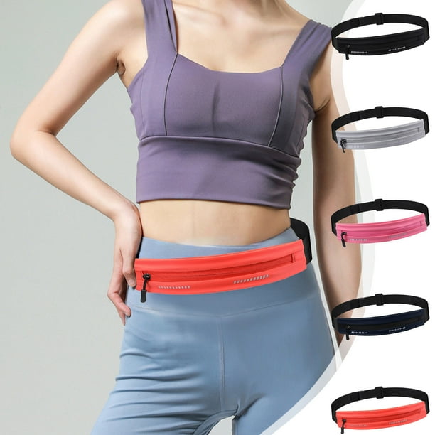 Riñonera deportiva para correr, cinturón de teléfono de fitness impermeable a prueba de golpes | Bolsa de almacenamiento ajustable en la cintura con bolsillos con cremallera | Tira reflectante y