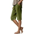 thumbnail image 2 of Cotton Linen Capri Pants for Women Lightweight Elastic Waist Loose Fit Straight Leg Casual Capris with Pockets, 2 of 7