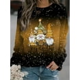 thumbnail image 4 of Plus Size Christmas Top, Women's Plus Christmas Dwarf & Slogan Print Ombre Long Sleeve Round Neck Slight Stretch Top, 4 of 5