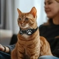 thumbnail image 6 of Adjustable Polka Dot Pet Collar with Bow – Lightweight Cat Collar Compatible with Tracking Device, Soft Polyester, Black, 6 of 7