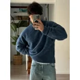 thumbnail image 5 of Fashion Solid Fleece Turtleneck Sweater For Male Casual Loose Long Sleeve Knitted Pullover 2024 Autumn Thicken Warm Men's Jumper, 5 of 5