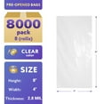 thumbnail image 2 of 8 Rolls, 8000 Pre-Opened Bags 4 x 8. Heavy Gauge Poly Bags 4x8. Thickness 2.80 Mil Thick. Plastic Bags for Packing and Storing. Clear Seamless Tubing for Industrial, Food Service., 2 of 6