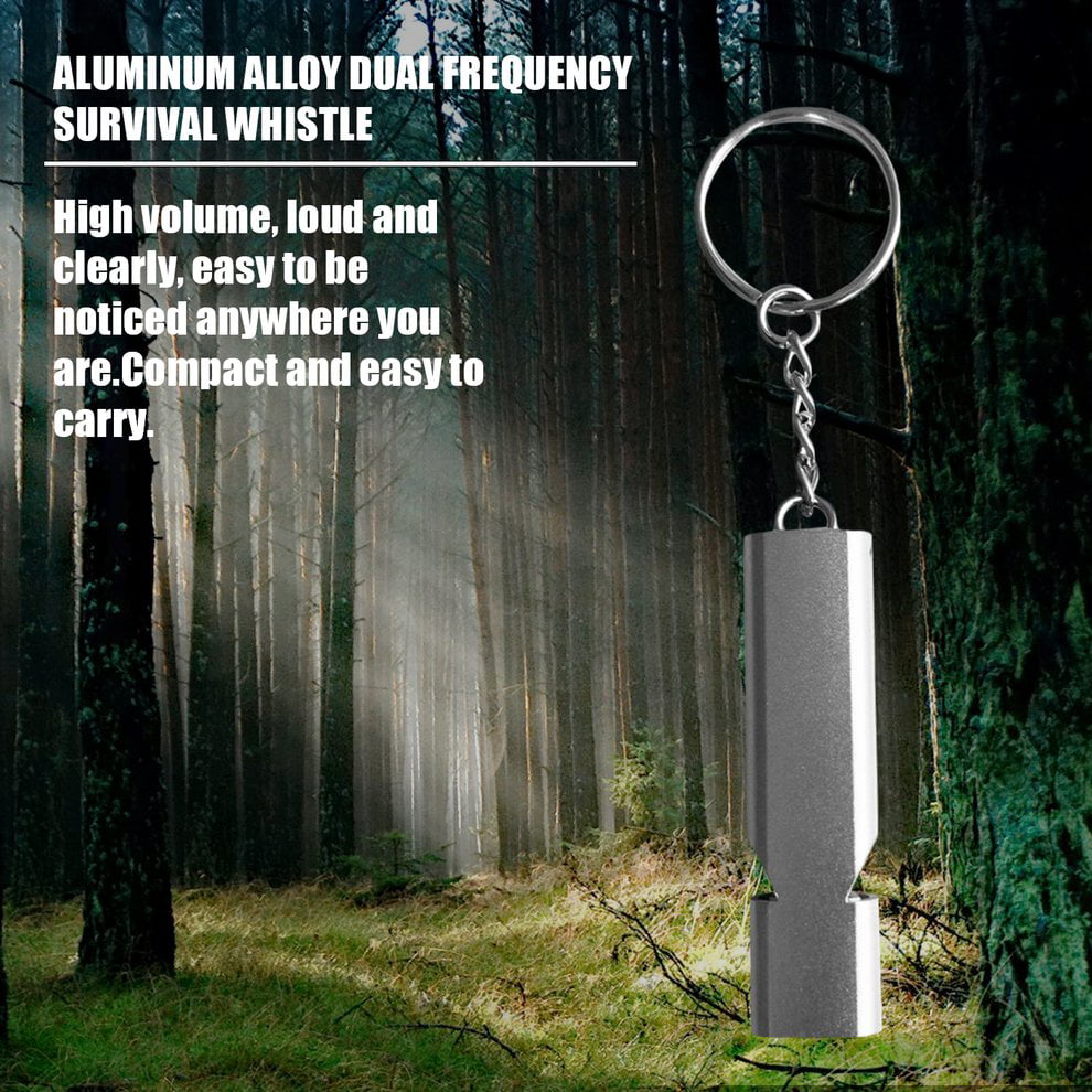 JohnJohnsen Double-Hole Emergency Survival Whistle Keychain Aluminum Alloy Whistle Camping Hiking Accessory Tool 