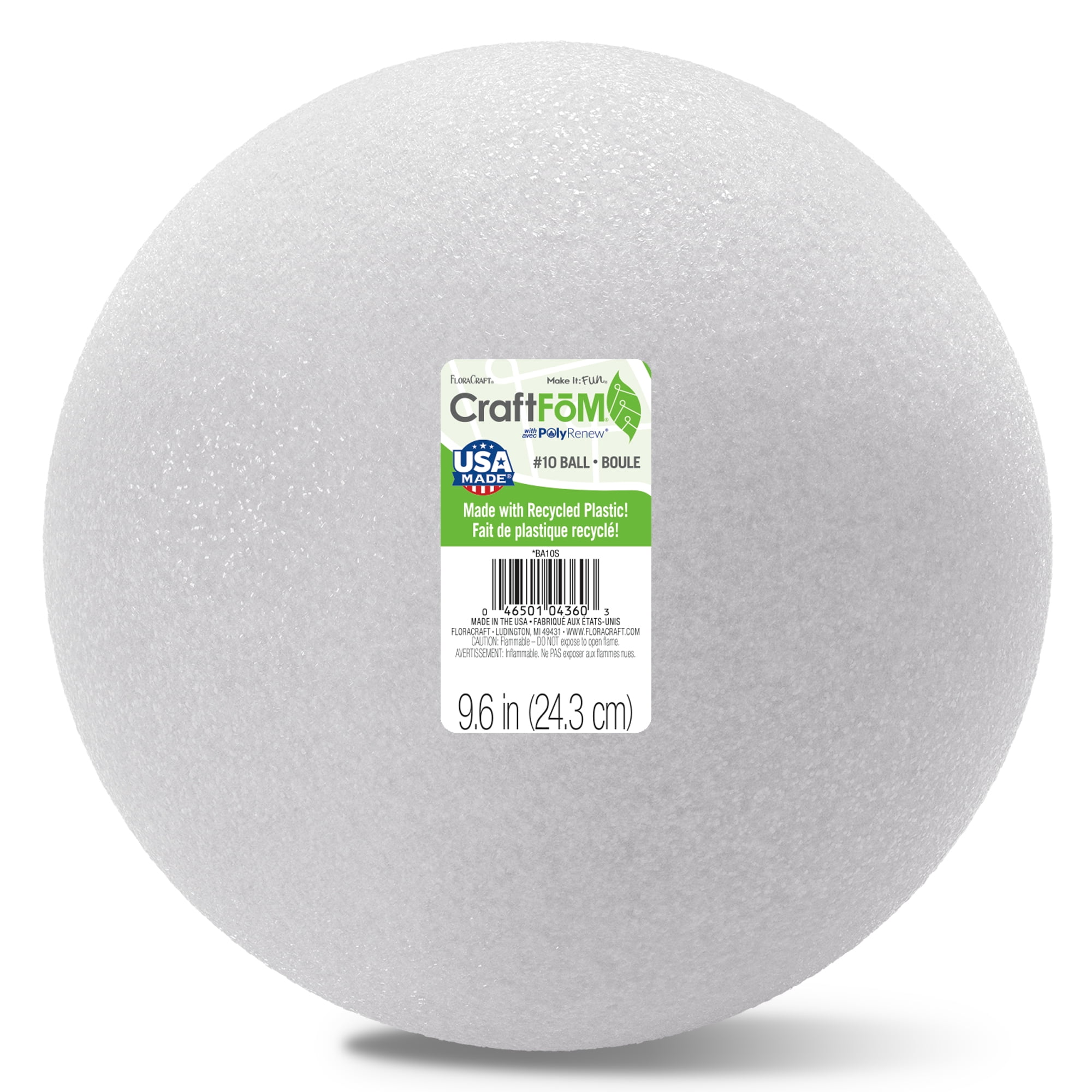 Floracraft 10" White Foam Ball - Floral Foam for DIY Decoration, Weddings, Birthdays, and Parties - Bulk 12 Pack
