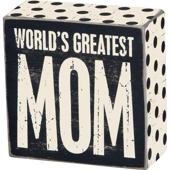 Primitives by Kathy Square Box Sign, 4-Inch, Greatest Mom
