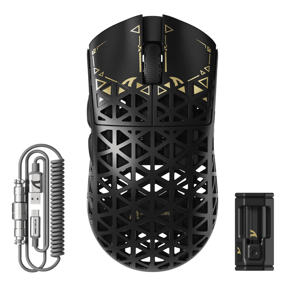 ATTACK SHARK R5Ultra Carbon Fiber Wireless 8K PAW3950MAX Gaming Mouse with 8K Coiled Cable,39g SUPERLIGHT, 8K Hz Wireless Polling Rate, MCU Nodic 52840, DPI up to 42000, BT/2.4G Wireless/Wired