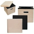 thumbnail image 3 of Square 11.8'' Linen Foldable Hollow Design Storage Ottoman Footrest Stool Seat, 3 of 16