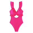 thumbnail image 5 of WAYUTE Womens One Piece Swimsuits Swimsuit for Ruffle Bathing Suit V Neck Ruched Swim Suit Cutout Swimwear, 5 of 7