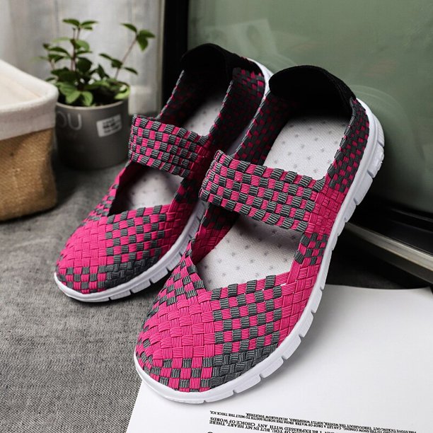 Zapatos planos hechos a mano para mujer, zapatillas ligeras y transpirables, tejido Manual, informales, de verano
