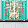 thumbnail image 2 of CADecor Sugar Skull Dia De Los Muertos Window Treatment Panel Curtains Window Curtain Kitchen Curtain,Two Piece 26x39 Inches, 2 of 4