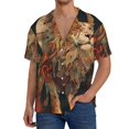 thumbnail image 1 of Fotbe Majestic Cosmic Lion Camisa Estampada de Manga Corta para Hombre, Casual de Verano, Estilo Playero, Sin Arrugas-Small, 1 of 5