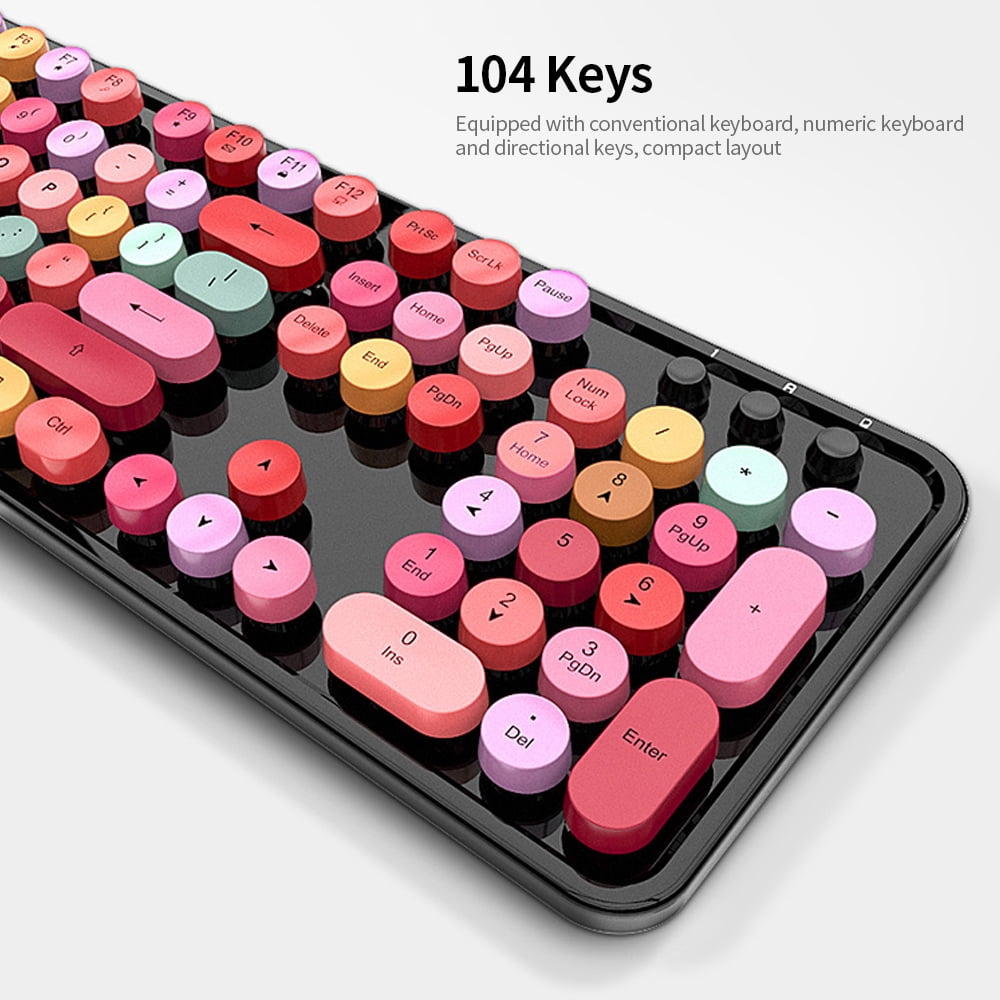 MOFii Wireless Keyboard and Mouse Set, 2.4G Wireless 104 Keys Keyboard, Colorful Compact Cute Retro Keyboard with Circular Suspension Key Cap, for PC Desktop Computer Laptop, Purple