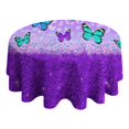 thumbnail image 4 of Purple Butterfly Leopard Pattern Round Tablecloth 60"x60",Wrinkle Wipeable Table Cloth for Kitchen Dining Room Picnic Patio Party, 4 of 6