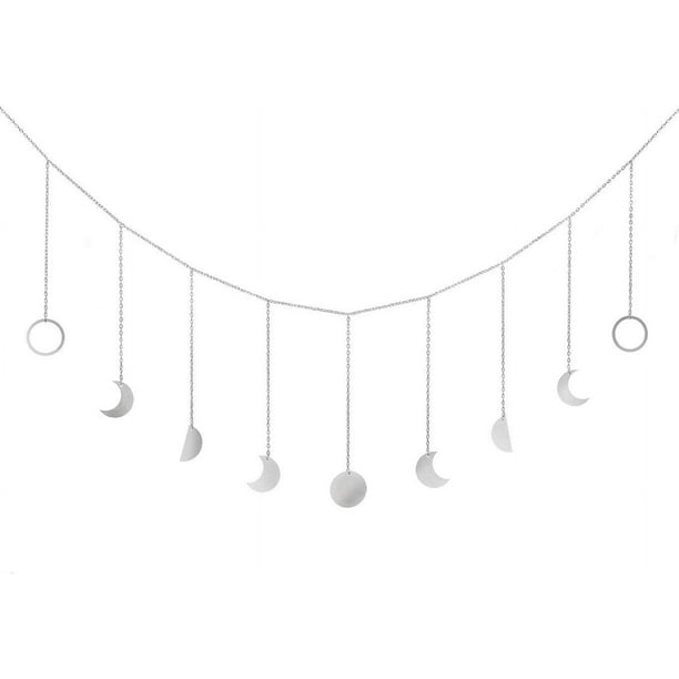 Fase lunar para colgar en la pared, guirnalda de luna, decoración bohemia, decoración del hogar, luna brillante, adornos artísticos para dormitorio, cabecero, sala de estar, dormitorio, guardería