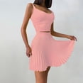 thumbnail image 4 of Mujeres Casual Verano Cuello Redondo Sin Mangas Tops Y Falda Conjunto De Dos Piezas Traje Wmkox8yi  bvn3519, 4 of 9