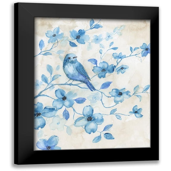 Nan 12x14 Black Modern Framed Museum Art Print Titled - Bluebird Happiness I